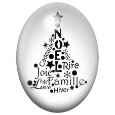 Cabochon en Verre Illustré Sapin de Noël aux Mots de Fête 13x18, 18x25 ou 30x40mm pour la Création de Bijoux Fantaisie - DIY