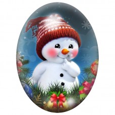 Cabochon en Verre Illustré Bonhomme de Neige au Bonnet Tricoté 13x18, 18x25 ou 30x40mm pour la Création de Bijoux Fantaisie - DI