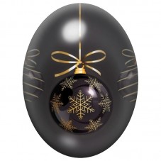 Cabochon en Verre Illustré Boule de Noël Noire au Flocon Doré 13x18, 18x25 ou 30x40mm pour la Création de Bijoux Fantaisie - DIY