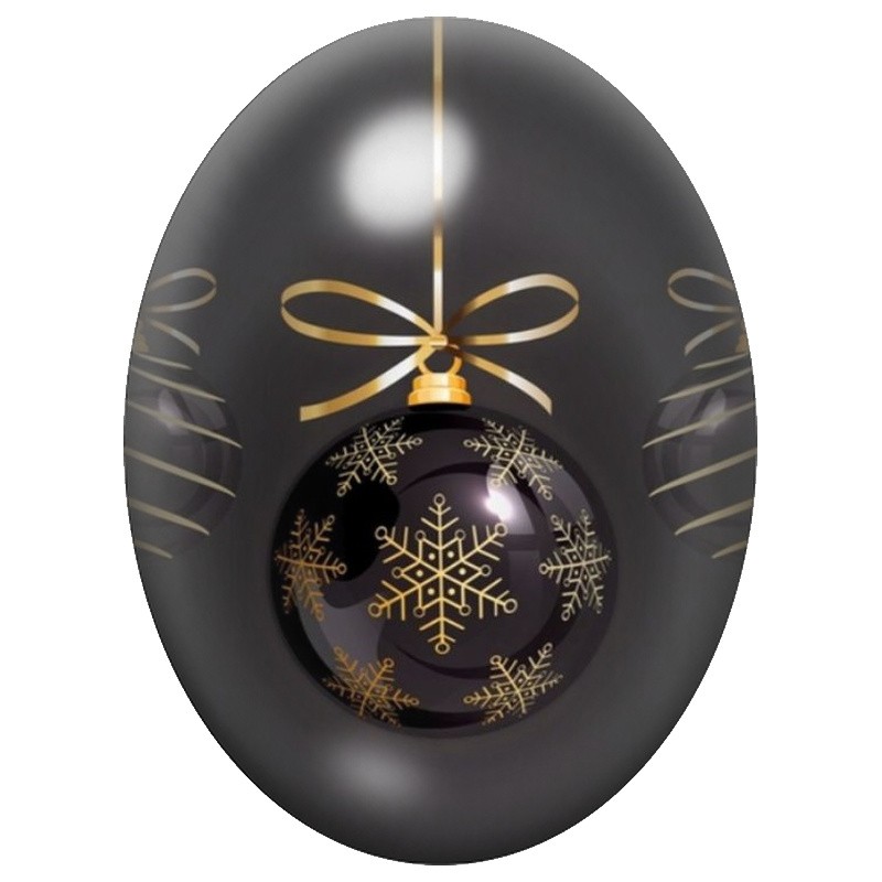 Cabochon en Verre Illustré Boule de Noël Noire au Flocon Doré 13x18, 18x25 ou 30x40mm