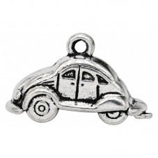4 Breloques Voiture Auto Coccinelle Argentée 24x15mm pour la Création de Bijoux Fantaisie - DIY