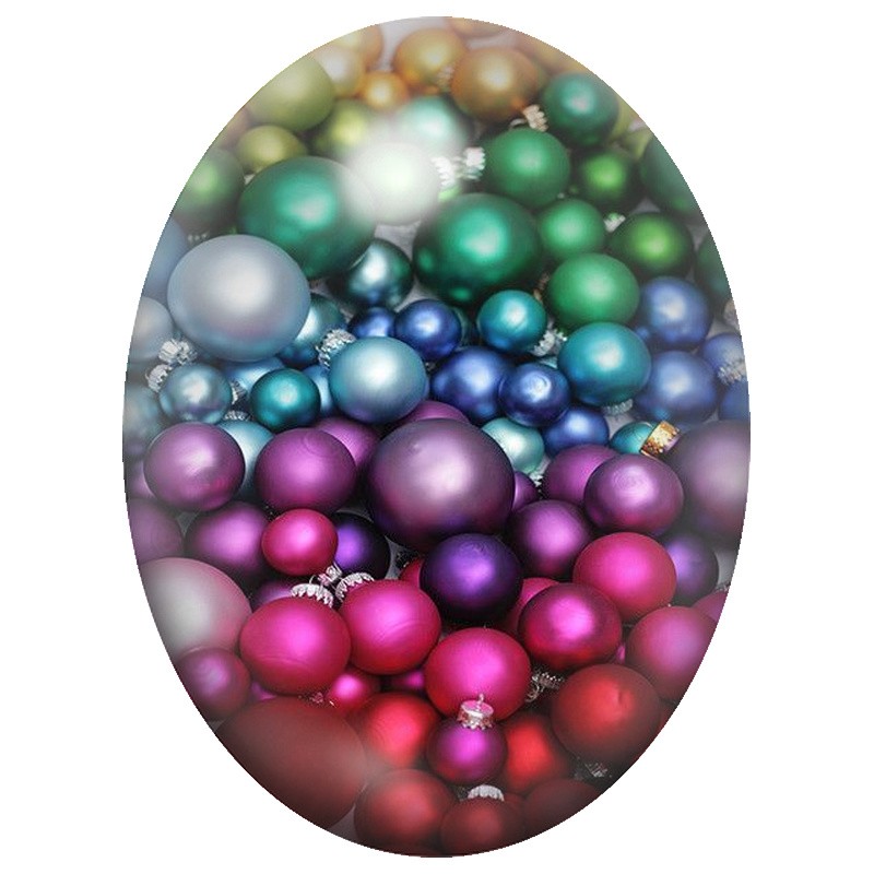 Cabochon en Verre Illustré Boules de Noël en Dégradé Arc-en-Ciel 13x18, 18x25 ou 30x40mm