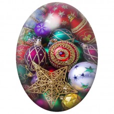Cabochon en Verre Illustré Boules de Noël aux Filigranes Dorés 13x18, 18x25 ou 30x40mm pour la Création de Bijoux Fantaisie - DI