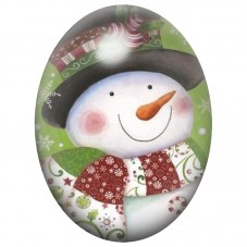 Cabochon en Verre Illustré Bonhomme de Neige au Chapeau Fleuri 13x18, 18x25 ou 30x40mm pour la Création de Bijoux Fantaisie - DI