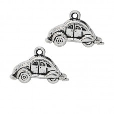4 Breloques Voiture Auto Coccinelle Argentée 24x15mm