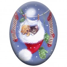 Cabochon en Verre Illustré Chat Endormi dans une Chaussette 13x18, 18x25 ou 30x40mm pour la Création de Bijoux Fantaisie - DIY