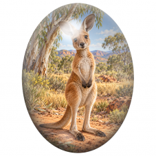 Cabochon en Verre Illustré Jeune Kangourou dans l’Outback 13x18, 18x25 ou 30x40mm pour la Création de Bijoux Fantaisie - DIY