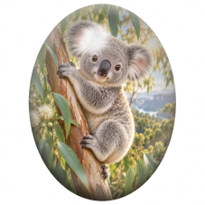 Cabochon en Verre Illustré Koala Accroché à un Eucalyptus 13x18, 18x25 ou 30x40mm pour la Création de Bijoux Fantaisie - DIY