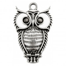 3 Breloques Hibou Argenté à Strasser 26x18mm pour la Création de Bijoux Fantaisie - DIY