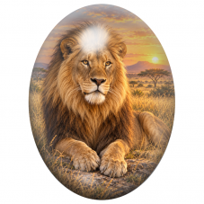 Cabochon en Verre Illustré Lion Majestueux au Crépuscule 13x18, 18x25 ou 30x40mm pour la Création de Bijoux Fantaisie - DIY