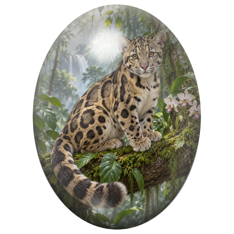 Cabochon en Verre Illustré Panthère Nébuleuse dans la Jungle 13x18, 18x25 ou 30x40mm