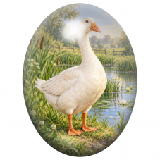Cabochon en Verre Illustré Oie Blanche au Bord de l’Étang 13x18, 18x25 ou 30x40mm pour la Création de Bijoux Fantaisie - DIY