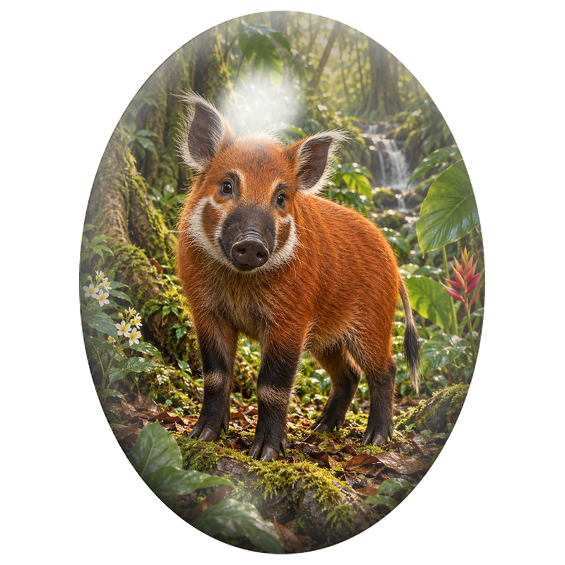 Cabochon en Verre Illustré Jeune Sanglier dans la Jungle 13x18, 18x25 ou 30x40mm