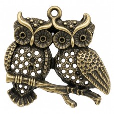 Breloque Hiboux Bronze à Strasser 4.4x4cm pour la Création de Bijoux Fantaisie - DIY