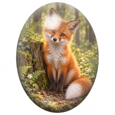 Cabochon en Verre Illustré Jeune Renard parmi les Fougères 13x18, 18x25 ou 30x40mm pour la Création de Bijoux Fantaisie - DIY
