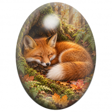 Cabochon en Verre Illustré Renard Endormi au Creux d’un Arbre 13x18, 18x25 ou 30x40mm pour la Création de Bijoux Fantaisie - DIY