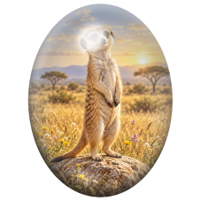 Cabochon en Verre Illustré Suricate Guettant dans la Savane 13x18, 18x25 ou 30x40mm pour la Création de Bijoux Fantaisie - DIY