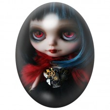 Cabochon en Verre Illustré Poupée Vampire au Médaillon 13x18, 18x25 ou 30x40mm pour la Création de Bijoux Fantaisie - DIY
