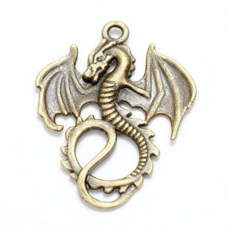 4 Breloques Dragon Bronze 35mm