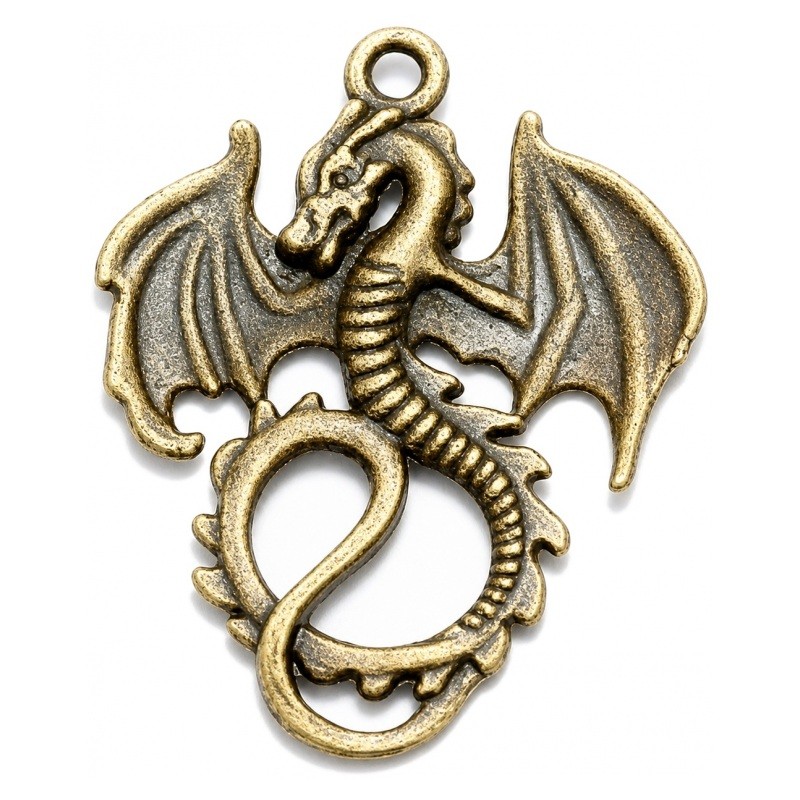 4 Breloques Dragon Bronze 35mm