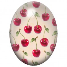 Cabochon en Verre Illustré Cerises sur Fond Ivoire 13x18, 18x25 ou 30x40mm pour la Création de Bijoux Fantaisie - DIY