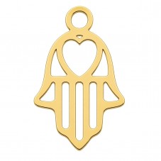 Breloque Main de Fatma Khamsa en Acier Inoxydable Doré 11x9mm pour la Création de Bijoux Fantaisie - DIY