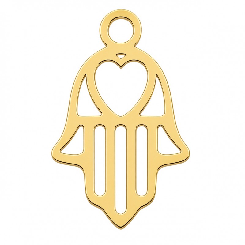 Breloque Main de Fatma Khamsa en Acier Inoxydable Doré 11x9mm