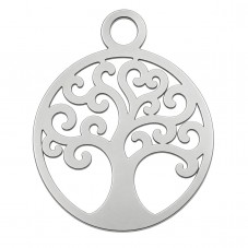 2 Breloques Arbre en Acier Inoxydable Argenté 12x10mm pour la Création de Bijoux Fantaisie - DIY