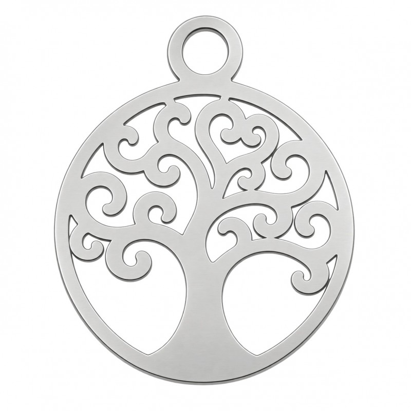 2 Breloques Arbre en Acier Inoxydable Argenté 12x10mm