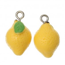 2 Breloques Fruit Citron 19x12mm