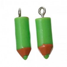 2 Breloques Crayons Vert 18x5mm