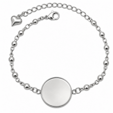 Support Bracelet en Acier Inoxydable Argenté avec Perles pour Cabochon 20mm pour la Création de Bijoux Fantaisie - DIY