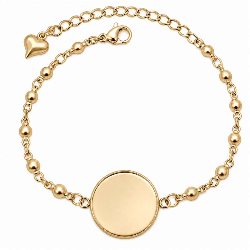 Support Bracelet en Acier Inoxydable Doré avec Perles pour Cabochon 20mm