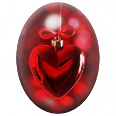 Cabochon en Verre Illustré Boule de Noël Cœur Rouge 13x18, 18x25 ou 30x40mm pour la Création de Bijoux Fantaisie - DIY