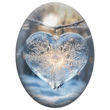 Cabochon en Verre Illustré Boule Cœur de Glace 13x18, 18x25 ou 30x40mm pour la Création de Bijoux Fantaisie - DIY