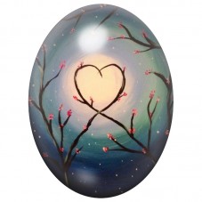 Cabochon en Verre Illustré Cœur de Branches sous la Lune 13x18, 18x25 ou 30x40mm pour la Création de Bijoux Fantaisie - DIY