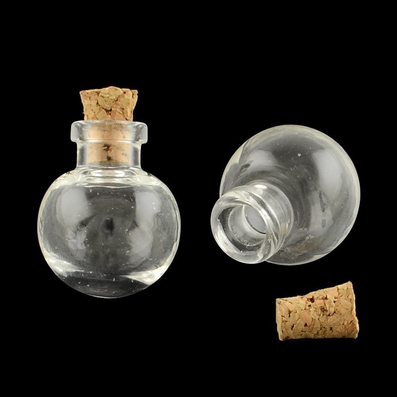Fiole Ronde en Verre avec Bouchon en Liège 24,5x20mm