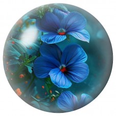 Cabochon en Verre Illustré Pensées Bleu Profond 12 à 25mm pour la Création de Bijoux Fantaisie - DIY