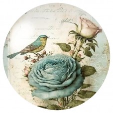 Cabochon en Verre Illustré Rose Bleue et Oiseau Vintage 12 à 25mm pour la Création de Bijoux Fantaisie - DIY