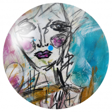 Cabochon en Verre Illustré Visage Féminin Esquissé 12 à 25mm pour la Création de Bijoux Fantaisie - DIY