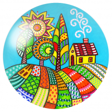 Cabochon en Verre Illustré Village au Soleil 12 à 25mm pour la Création de Bijoux Fantaisie - DIY