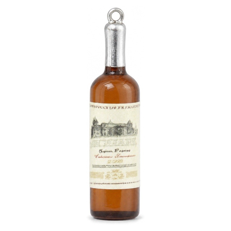 2 Breloques Bouteilles de Vin Marron 4.8cm