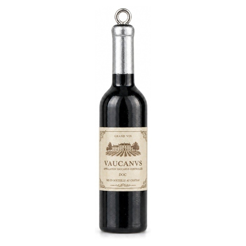2 Breloques Bouteilles de Vin Noires 4.8cm