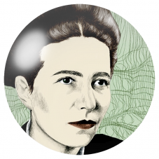Cabochon en Verre Illustré Simone de Beauvoir au Fond Graphique 12 à 25mm pour la Création de Bijoux Fantaisie - DIY