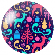 Cabochon en Verre Illustré Noël Coloré aux Animaux 12 à 25mm pour la Création de Bijoux Fantaisie - DIY