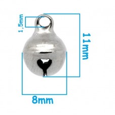 10 Breloques Grelot Clochette Argentée Noël 11x8mm