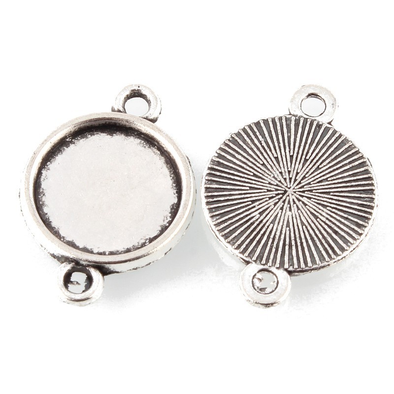 4 Supports Connecteurs Argentés pour Cabochon 12mm