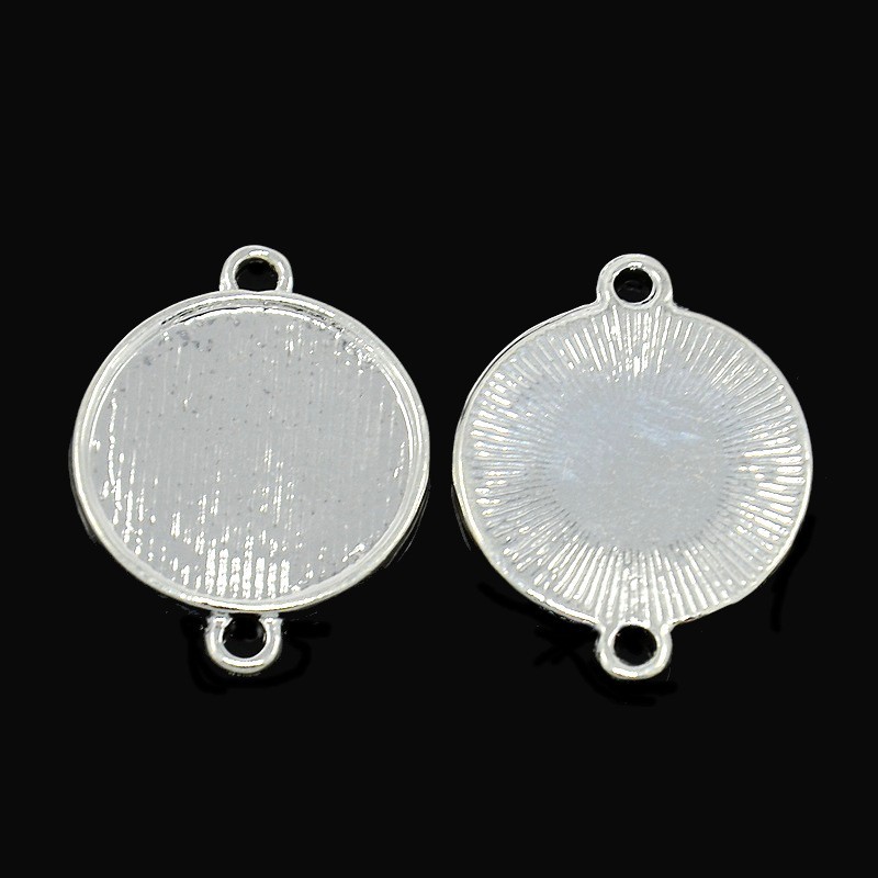 4 Supports Connecteur Argenté pour Cabochon 18mm