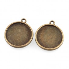 4 Supports Pendentif Bronze Double Face pour Cabochon 14mm pour la Création de Bijoux Fantaisie - DIY