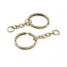 4 Supports Anneaux Porte-Clé avec Chaînette d'Extension Bronze